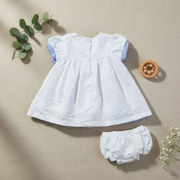 New Baby Girl Dress Set with matching headband underwear size 6 to 9 months - Picture 3 of 3